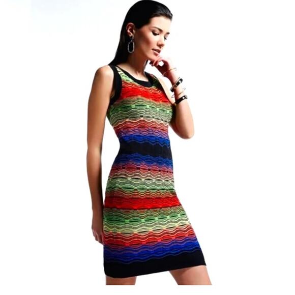 M Missoni Colorblock Ripple Stitch Sleeveless Mini Sheath Dress Multi Women's 10 - Picture 1 of 4
